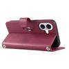 For iPhone 16 Plus Crossbody Leather Case Ring Buckle Wallet Stand Rhombus Mobile Cover