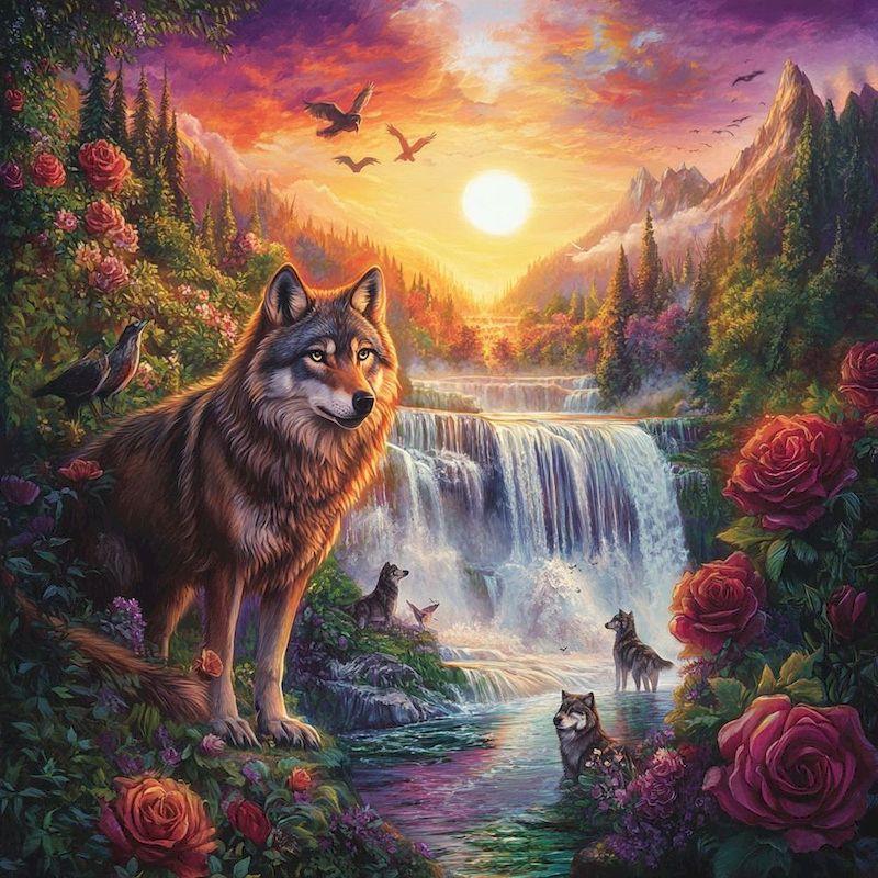 

CHENISTORY 5D DIY Diamond Painting Diamond Embroidery Paintings Accessories Animals Full Square/Round Wolf Rhinestone Picture Full Square 30x30cm