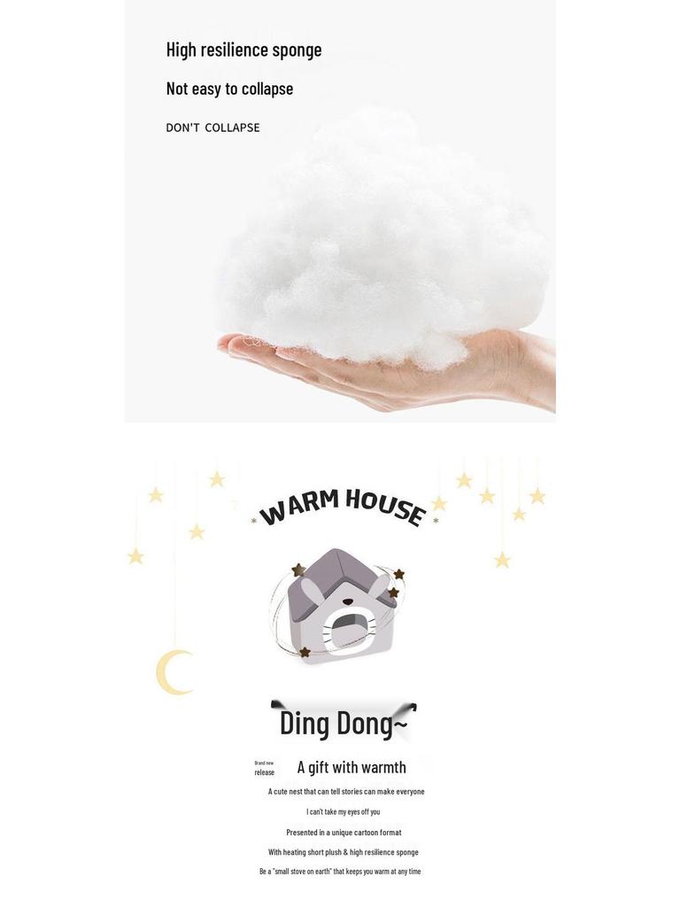 Pratelné pelíšek pro mazlíčky: Útulný uzavřený domeček pro kočky a psy, ideální pro jaro a zimu, celoroční použití