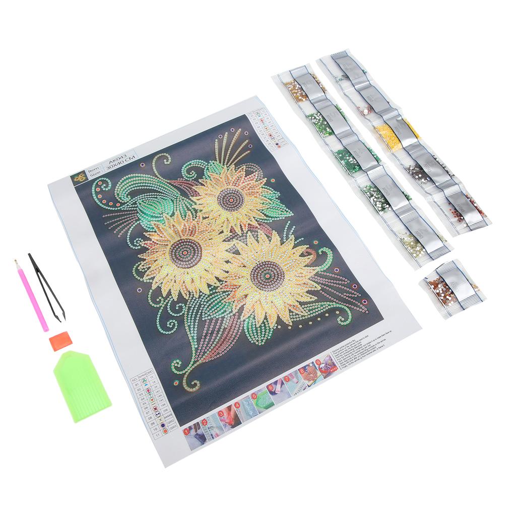 Rhinestone Painting Kit Sunflower Pattern Shiny Exquisite DIY Home Wall Decoration 5D Painting Art