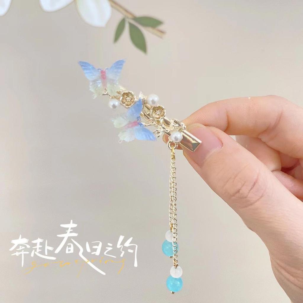 Elegant Hanfu Butterfly Hair Clip with Tassel Accent – Exquisite Chinese Style Side Hairpin