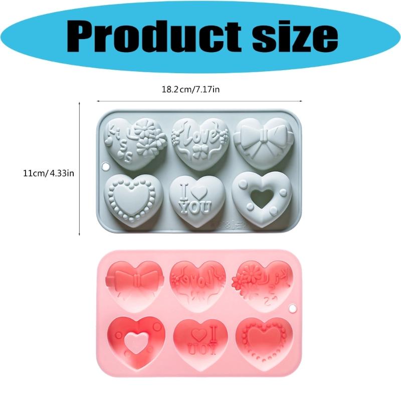 2lots Food Grade Heart Shape Silicones Molds 6 Holes Love Valentines Candy Molds For Candy Resins And Candle Making