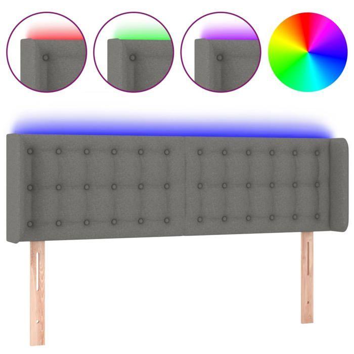 VidaXL LED Headboard Bedroom Furniture Double Bed Accessory Head of Bed Frame Interior Dark Grey 3123669