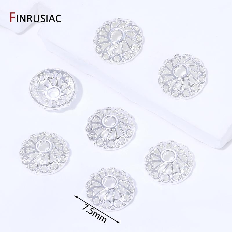 

18K Gold Plated Brass 7.5mm Flower Beads Caps Spacer Bead End Caps DIY Jewelry Making Findings For Necklace Bracelet Accessories 10 pieces