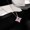 Banyan Tree Sterling Silver Diamond-Shaped Light Necklace for Women - Summer Luxury Square Clavicle Chain