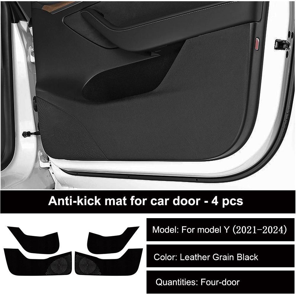 For Tesla Model 3/Y Car Door Anti-kick Mat Pad Panel Leather Carbon Fiber Interior Glove Box Protective Sticker Car Accessories