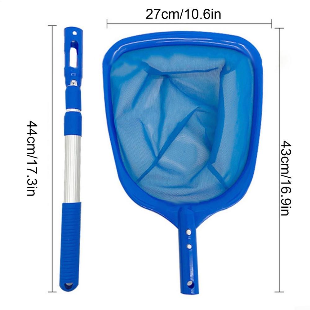 Pool Skimmer Net Telescopic Pole Fine Mesh Pool Cleaning Tool Pool Rake Detachable Reliable Stable Pool Rake for Swimming Pools