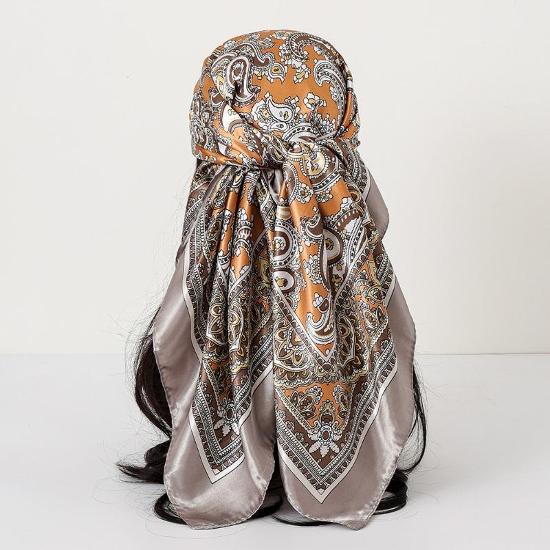 New cashew print silk scarf women's trend versatile shawl satin headscarf 90 square scarf scarf women