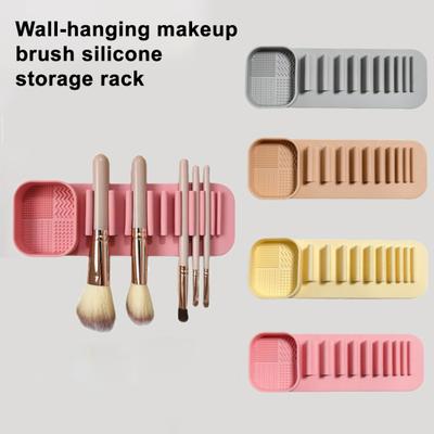 Yousheng Silicone Makeup Brush Holder Wash Dry 2-in-1 Suction Cup Design Compact Size Waterproof Makeup Brush Stand