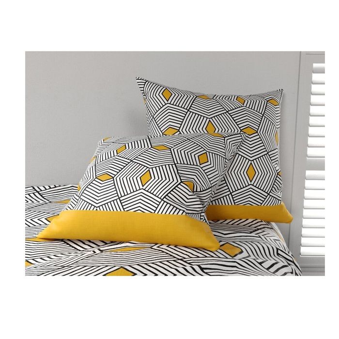 Housse de couette + 2 taies - Geometrique Faro - 220 x 240 cm - Coton doux - Design contemporain