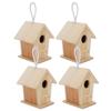 4Pcs Mini Outdoor Hängen Holz Vogel Haus Nester Käfig Ornament für Garten Balkon