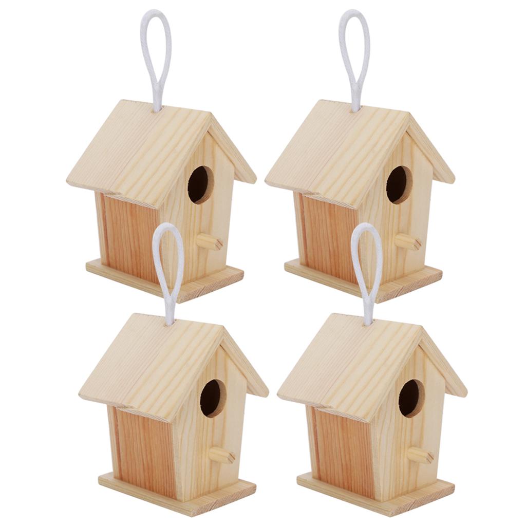 4Pcs Mini Outdoor Hängen Holz Vogel Haus Nester Käfig Ornament für Garten Balkon