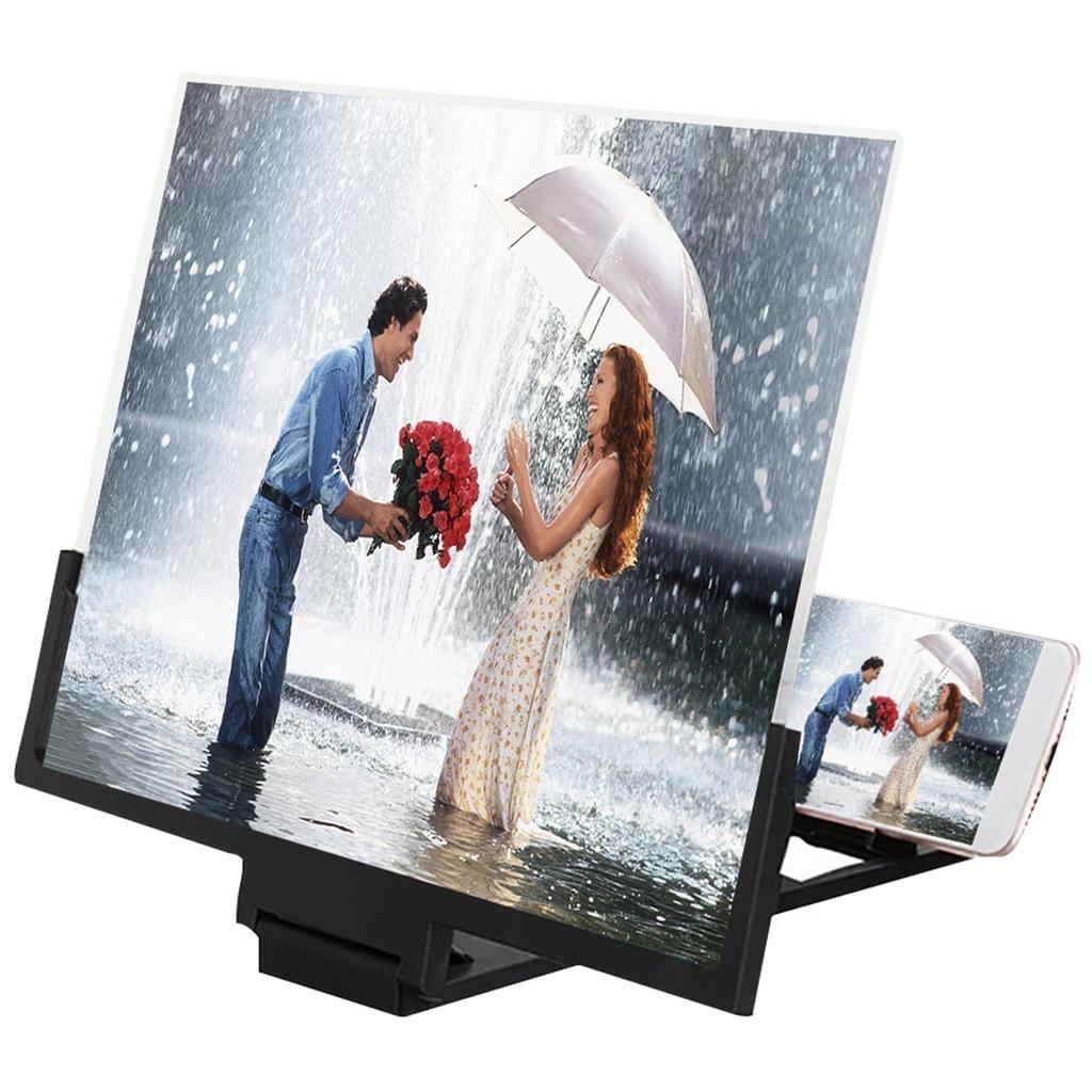 14" Screen Magnifier for Cell Phone – 3D HD Magnifing Screen Enlarger Projector for Movies Foldable Mobile Phone Stand Holder