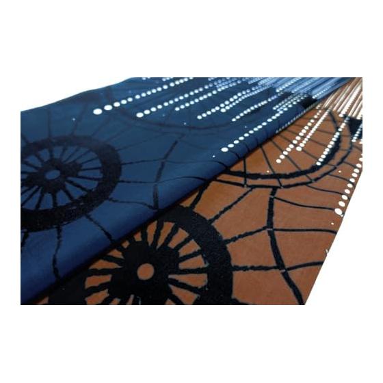 Sen no Anbo Tenugui "Umbrella and Rain" Red-Brown, Hand-Dyed 100% Cotton, Tokuoka Fabric, Made in Japan, 35cm x 100cm