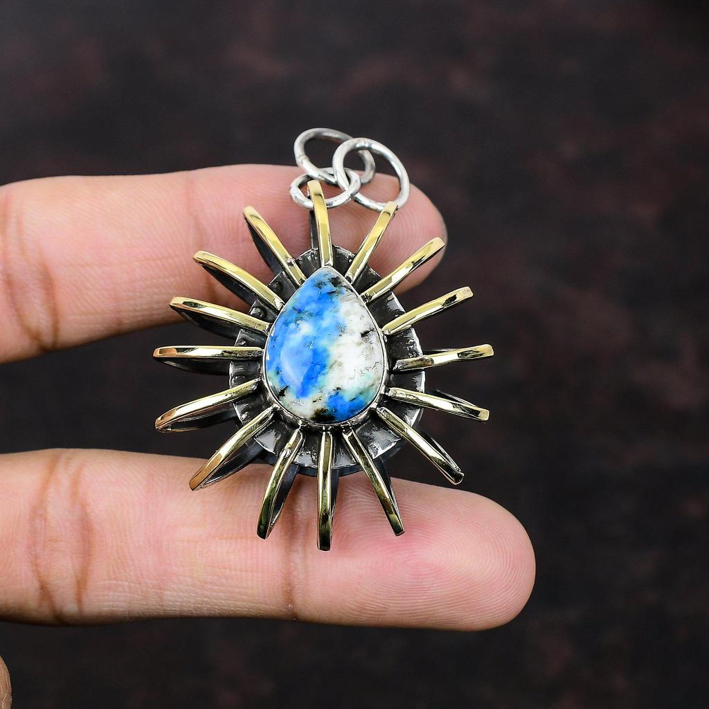 Pingente de jaspe K2 925 pingente de prata esterlina 18K pingente banhado a ouro joias artesanais pingente de gaiola presente para esposa joias novas