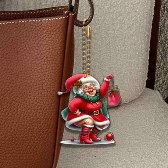 Fun Seasonal Window Display Decor 12Pcs Funny Old Women Christmas Tree Ornaments, 2D Flat Acrylic Cartoon Grandma Durable Hanging Ornaments