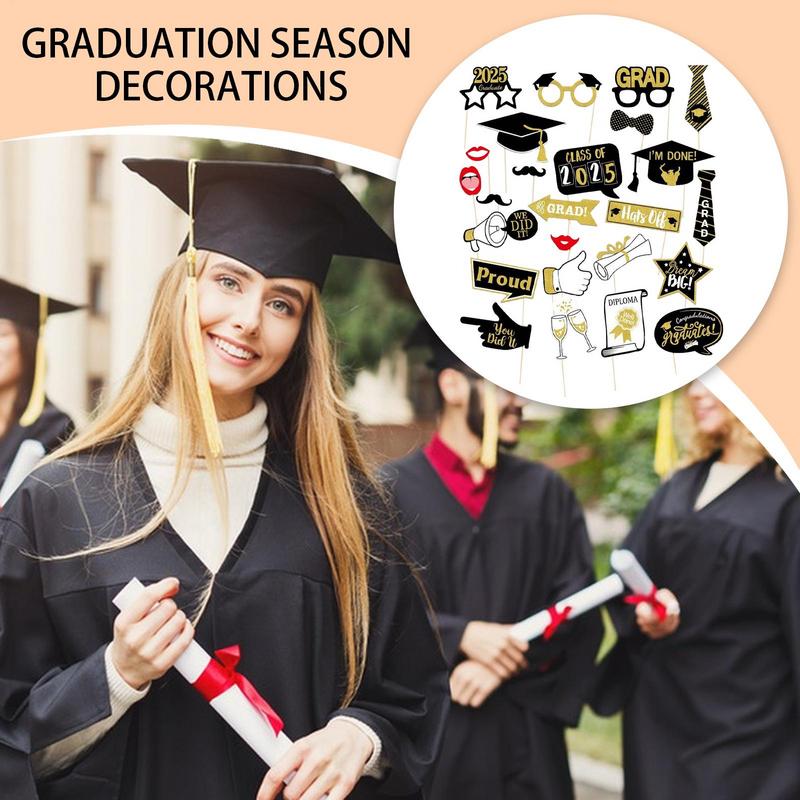 2025 Graduation Photo Booth Props 25 Pieces High School Graduation Decorations Event & Party Supplies For Prom Photobooth