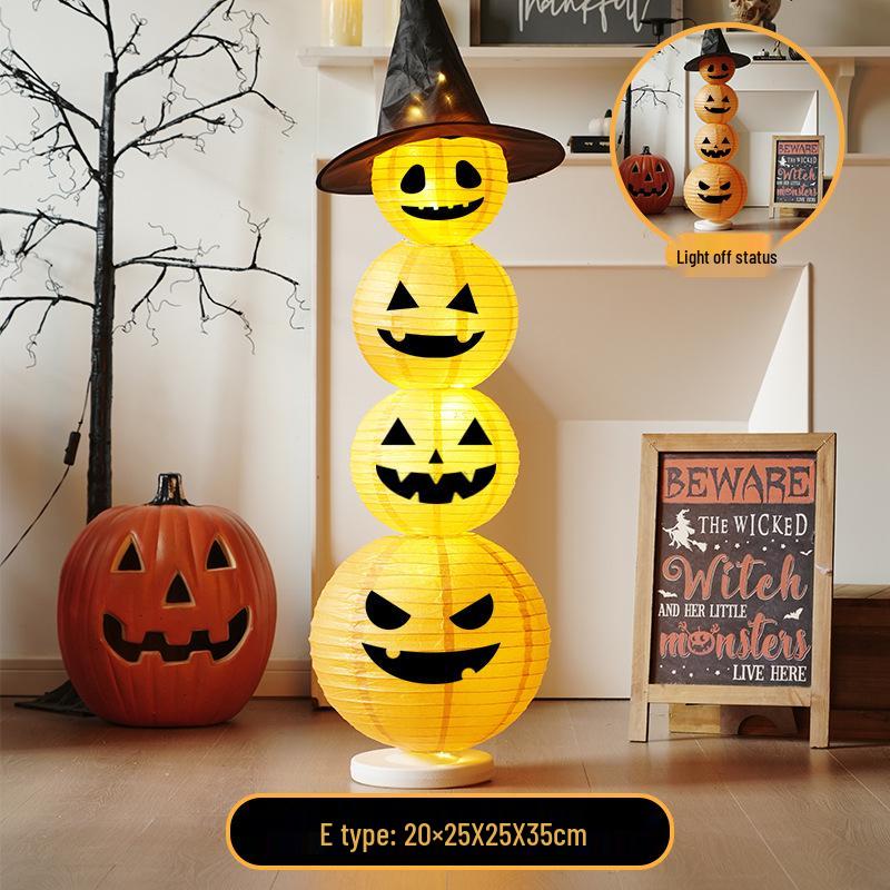 Light-Up Halloween Pumpkin Lantern Ornaments for Bar and Storefront Decor