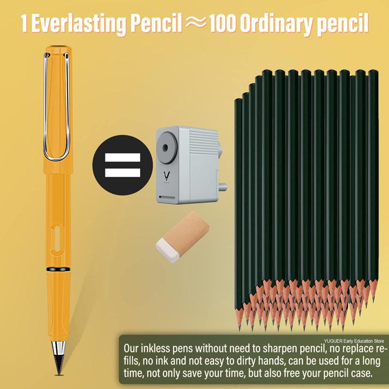 Endless Eternal Pencil with Free Eraser No Need Sharpening for Smooth Writing Drawing School Office Stationery Accessories