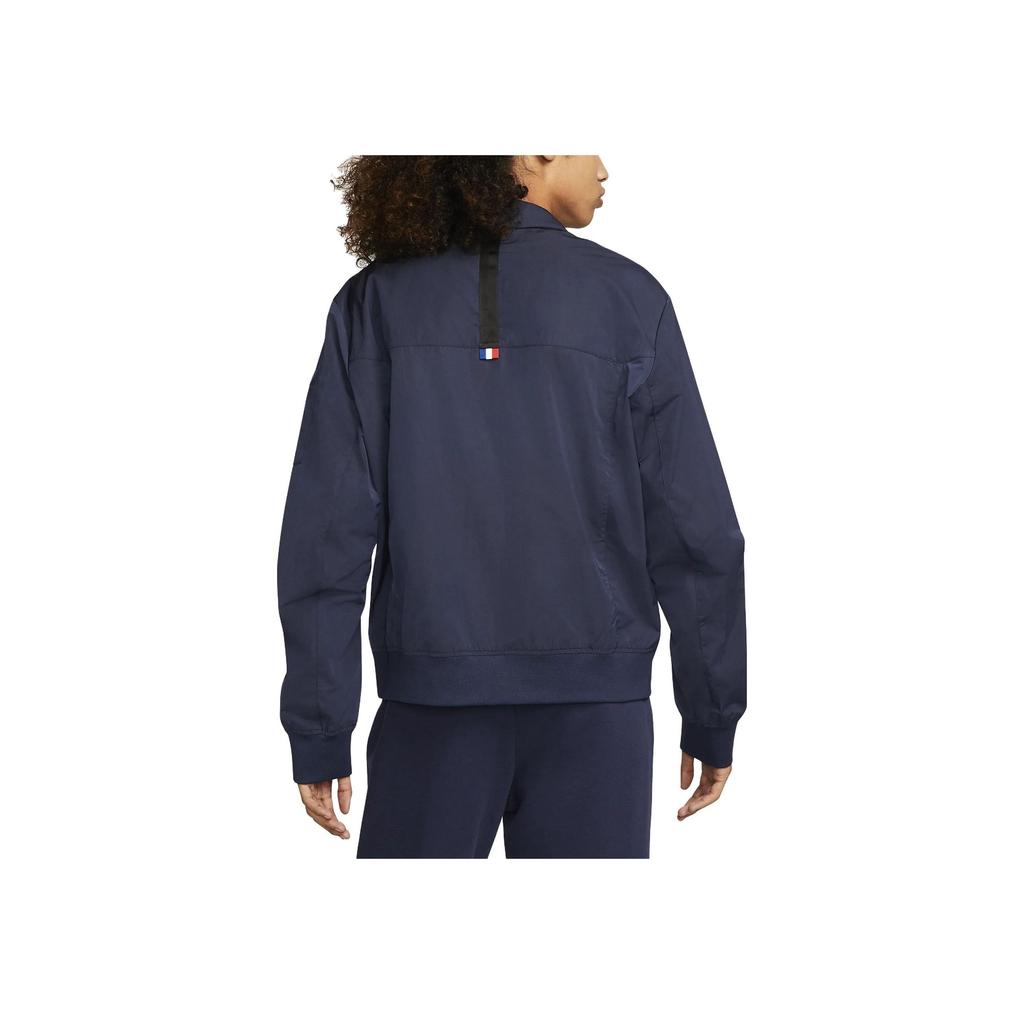 Nike Solid Logo Print Square Neck Zip-Up Long Sleeve Jacket Men Jacket Blue DN1489-410