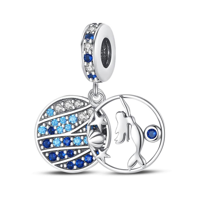 Copper Jellyfish Dolphin Turtle Starfish Shell Luminous Ocean Series Charms Beads Fit 3Mm Original Bracelets Diy Jewelry