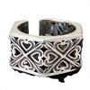 Adjustable Open Ring Couples Geometric Hollow Heart Design Vintage Style Plated Unisex Wide Band