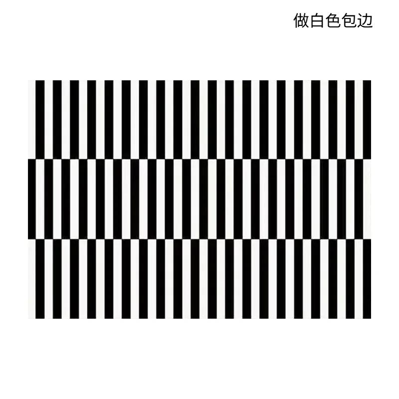 Simple Black Stripe Living Room Decoration Carpet Ins Nordic Bedroom Bedside Plush Non-slip Mat Luxury Study Cloakroom Soft Rug