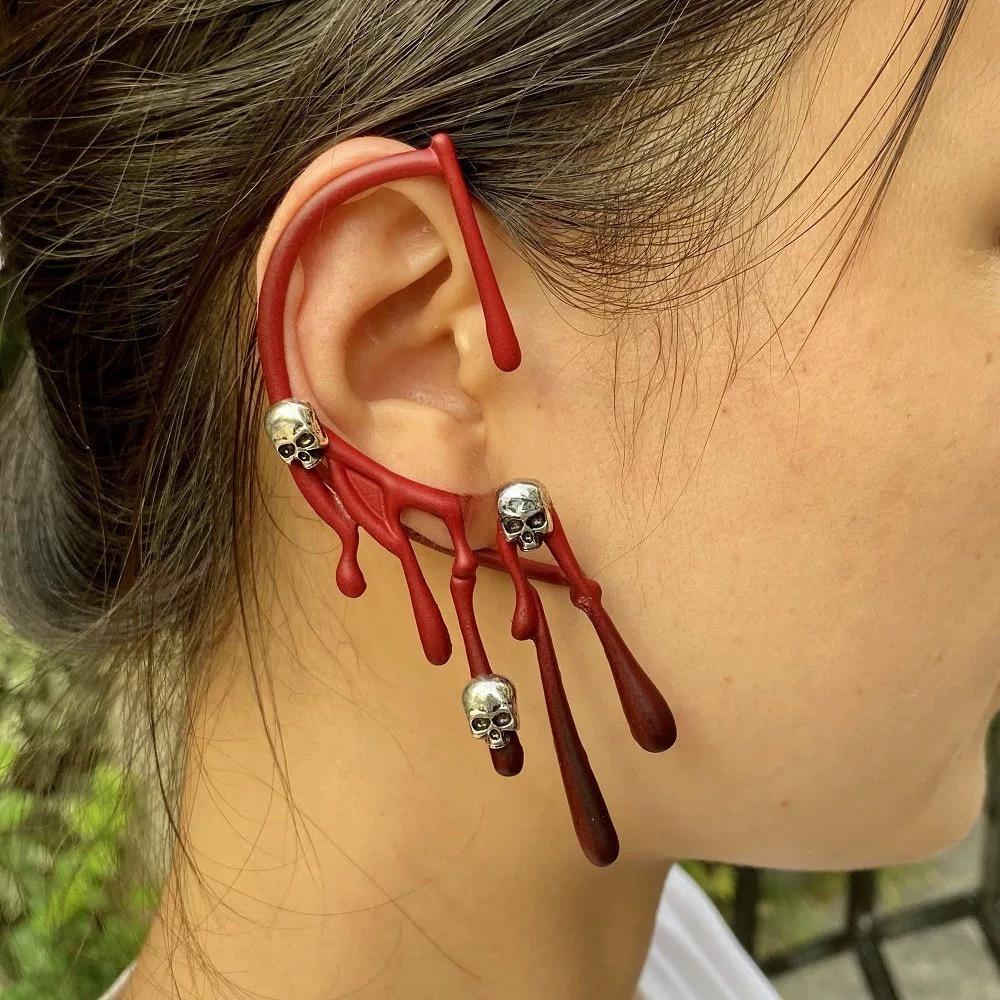 Irregular Halloween Ear Clip Gothic Single Ear Cuff Fashionable Water Drop Ear Clip  Ear Jewelry