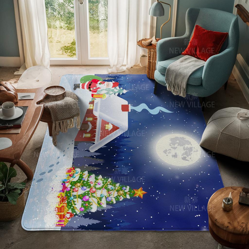 House Entrance Carpet Home Door Mat Living Room Bath Foot Bathroom Non-slip Water Absorption Rugs Bath Merry Christmas Winter