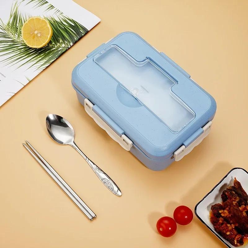 

Portable Plastic Lunch Box for Kids School Outdoor Picnic Travel Food Container 3compartment Microwave Heating Bento Boxes синий