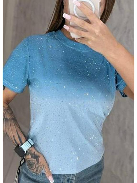 

European Size Women s 3D Gradient T-shirt - Trendy Casual Summer Short Sleeve Double Extra Large