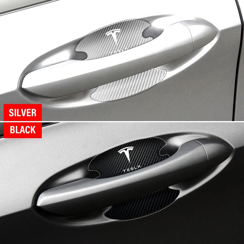 4PCS Car Door Handle Protection Sticker Emblem Car Decoration Styling For Tesla Model 3 Model X S 2016-2020 Decals TM3 TMX TMS Decal