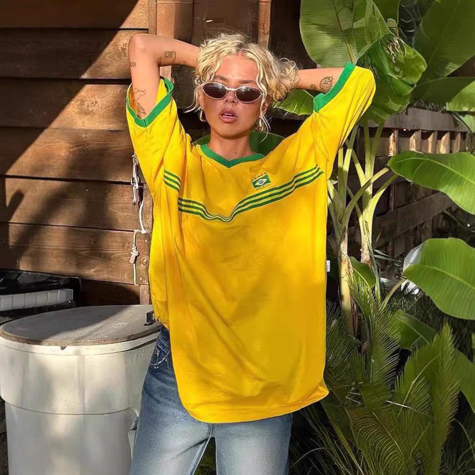 

Spring/Summer Women s Hip-Hop Crew Neck Casual Letter Print Loose T-Shirt M