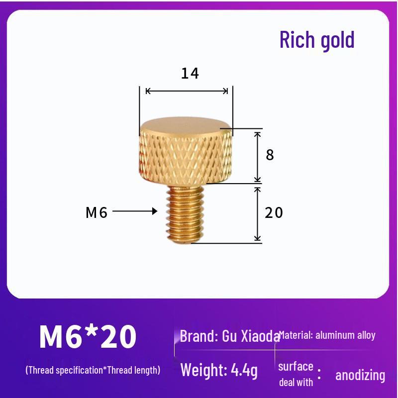 Knurled Aluminum Alloy Hand-Tightening Knob - M3M4M5M6M8 Sizes.
