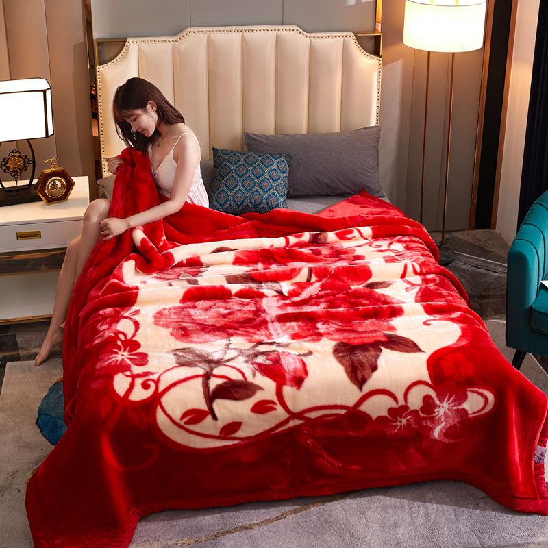 Winter Raschel Double-Layer Coral Fleece Blanket - Super Soft Wedding Gift