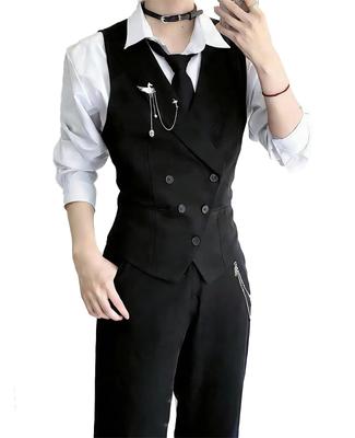 Conjunto de disfraz de mayordomo para cosplay, traje, chaleco, uniforme de caballero liso, conjunto blanco S [KALAOK] 5 piezas, manga larga para hombre