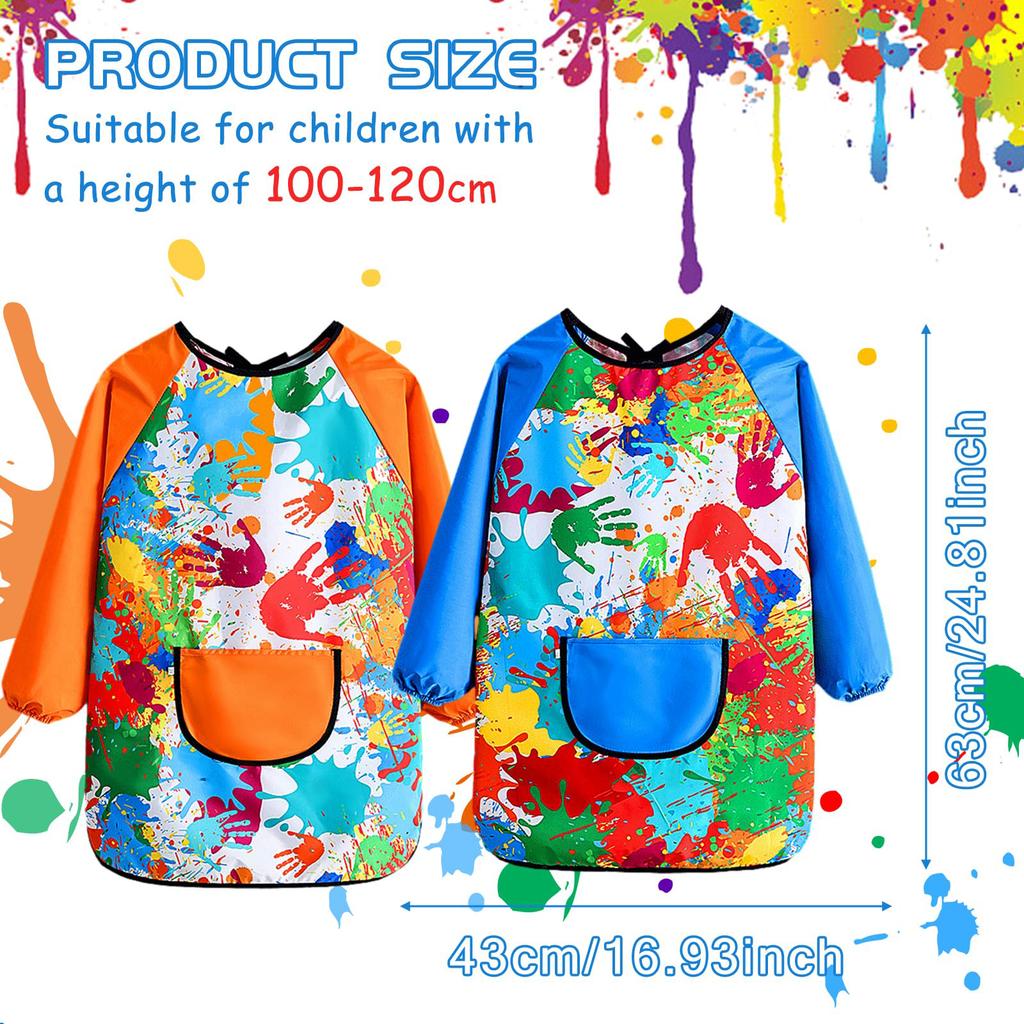 Waterproof Children Painting Apron Long Sleeved Dressing Cloth Cover Feeding Smock Boys'& Girls' Painting Handwork Baking Aprons
