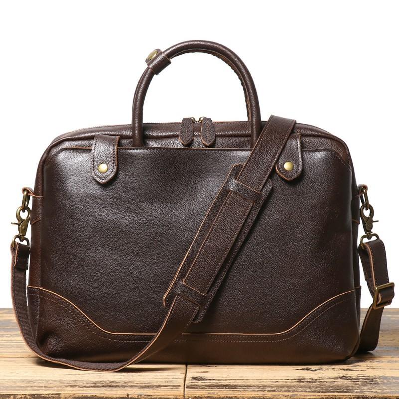 Men s Briefcase With Exquisite High-end Feel Top Layer Cowhide Handbag Outer Leather Trade Shoulder Crossbody Bag кофейный