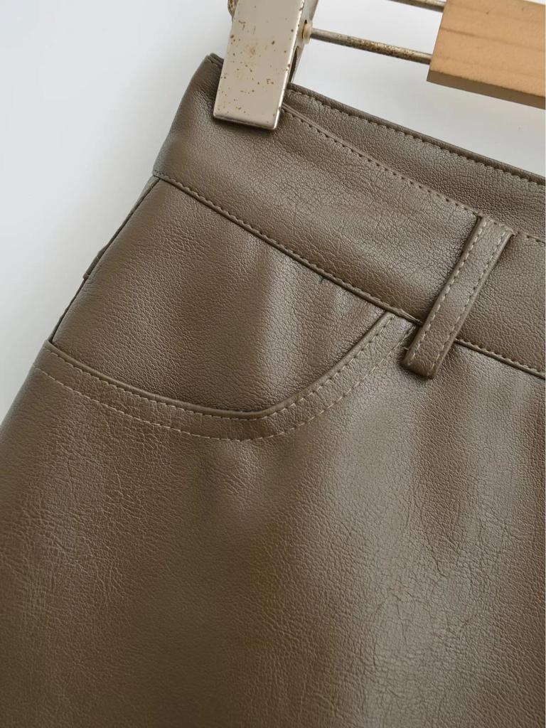 Women's High-Waist Black PU Leather Mini Skirt - Slim Fit, Sexy Hip-Hugging, Super Popular for Autumn 2025