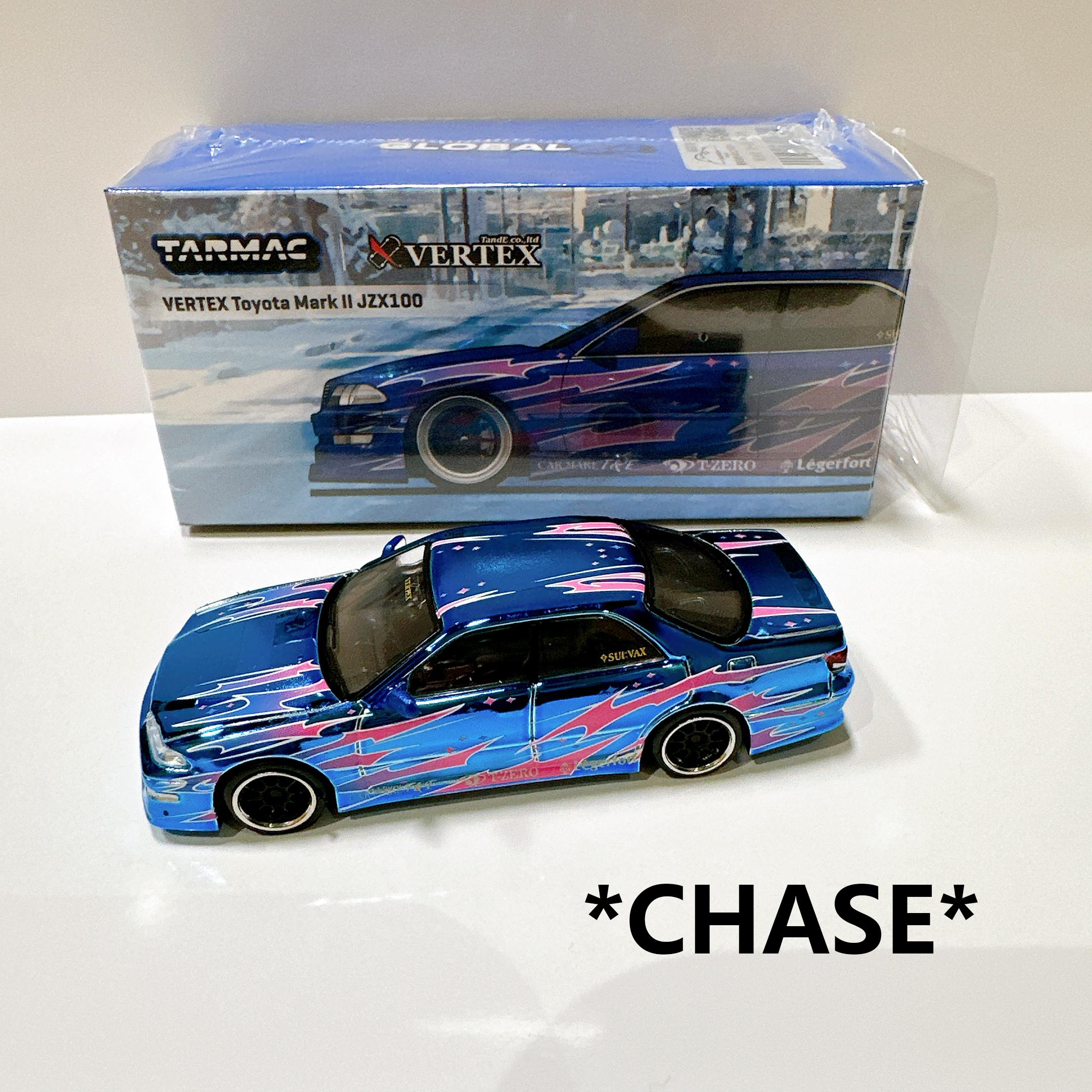 

Tarmac Works *CHASE* 1:64 VERTEX Toyota Mark II JZX100 Синій Металік Лита Модель Автомобіля Колекційні Іграшки