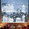 Reusable Glass Clings for Winter 2Pcs Christmas Town Static Sticker, Window Decal with Snowflake PVC Scene Decorations Pattern, Decorative Holiday