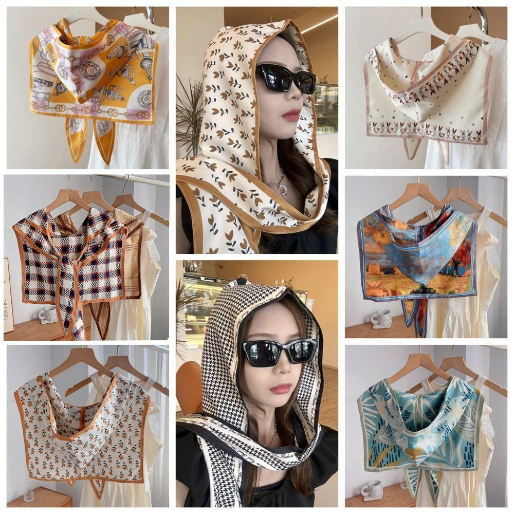 National Style Sunscreen Scarf Windproof Windproof Headdress Silk Scarf Hat  Spring Summer