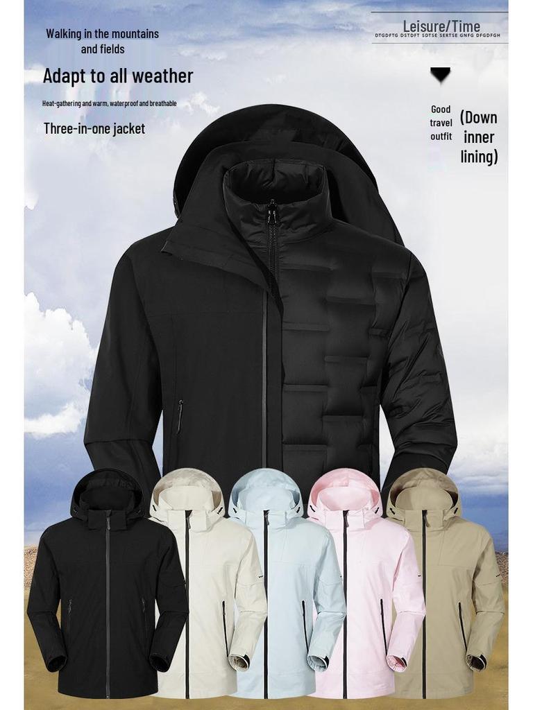 Custom Three-in-One Waterproof Winter Windbreaker with Detachable Liner and Logo
