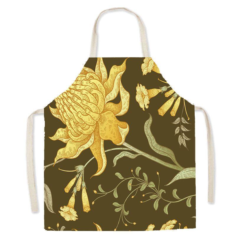 Pastoral Style Floral Series Kitchen Sleeveless Apron Color Floral Linen Apron Parent-Child Children'S Apron