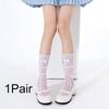1Pair Lace Stockings Fairyism Sweat Absorption Sweet Middle Cylinder Korean Series Transparent Pile Socks Butterfly Knot
