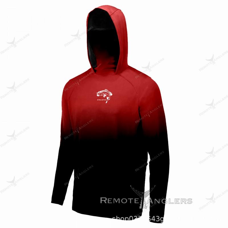 Mens UPF 50 Sun Protection Long Sleeve Hooded Fishing Shirt Breathable Quick Dry Outdoor Sports Cycling Jersey