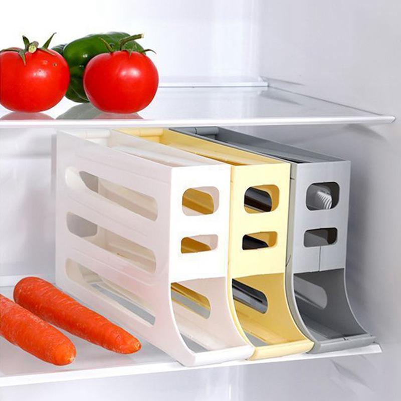 Household Automatic Rolling Egg Storage Box Kitchen Refrigerator Side Door Egg Preservation Rack 30 Egg Boxes