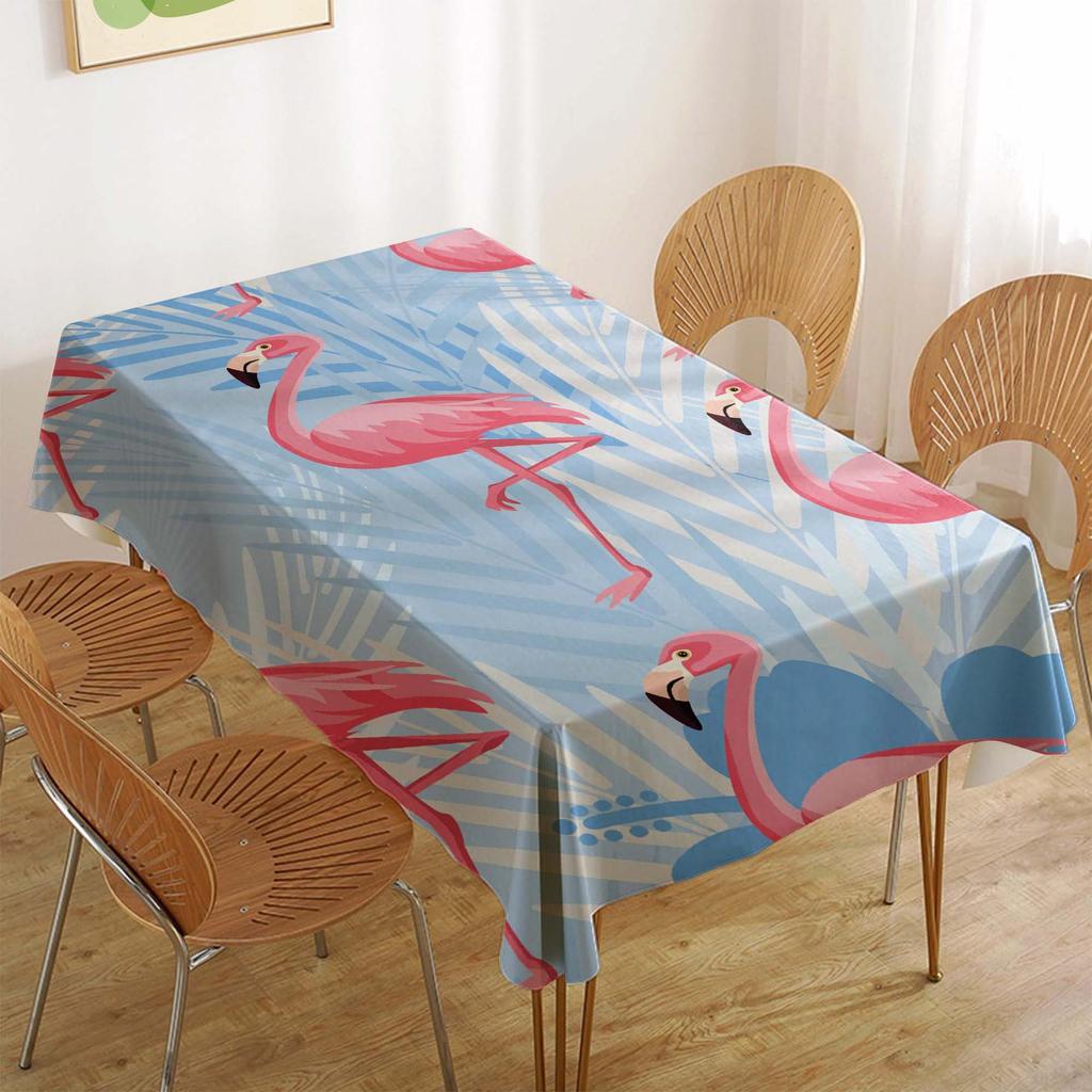 Tropical Flamingo Rectangular Polyester Tablecloth for Dining and Coffee Tables