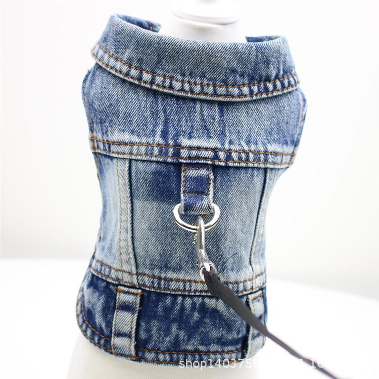 

Stylish Cowboy Dog Jacket Spring Denim Dog Clothes Vest Puppy Clothing for Dogs Chihuahua Yorkies Casual Jeans Pet Coat Costumes XS синий