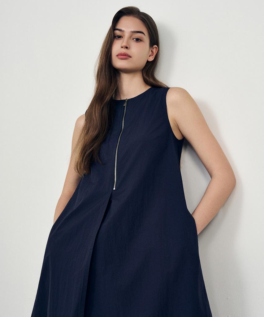 Laneonkyulleoseu Minimal A-Line Zipper Dress_Navy